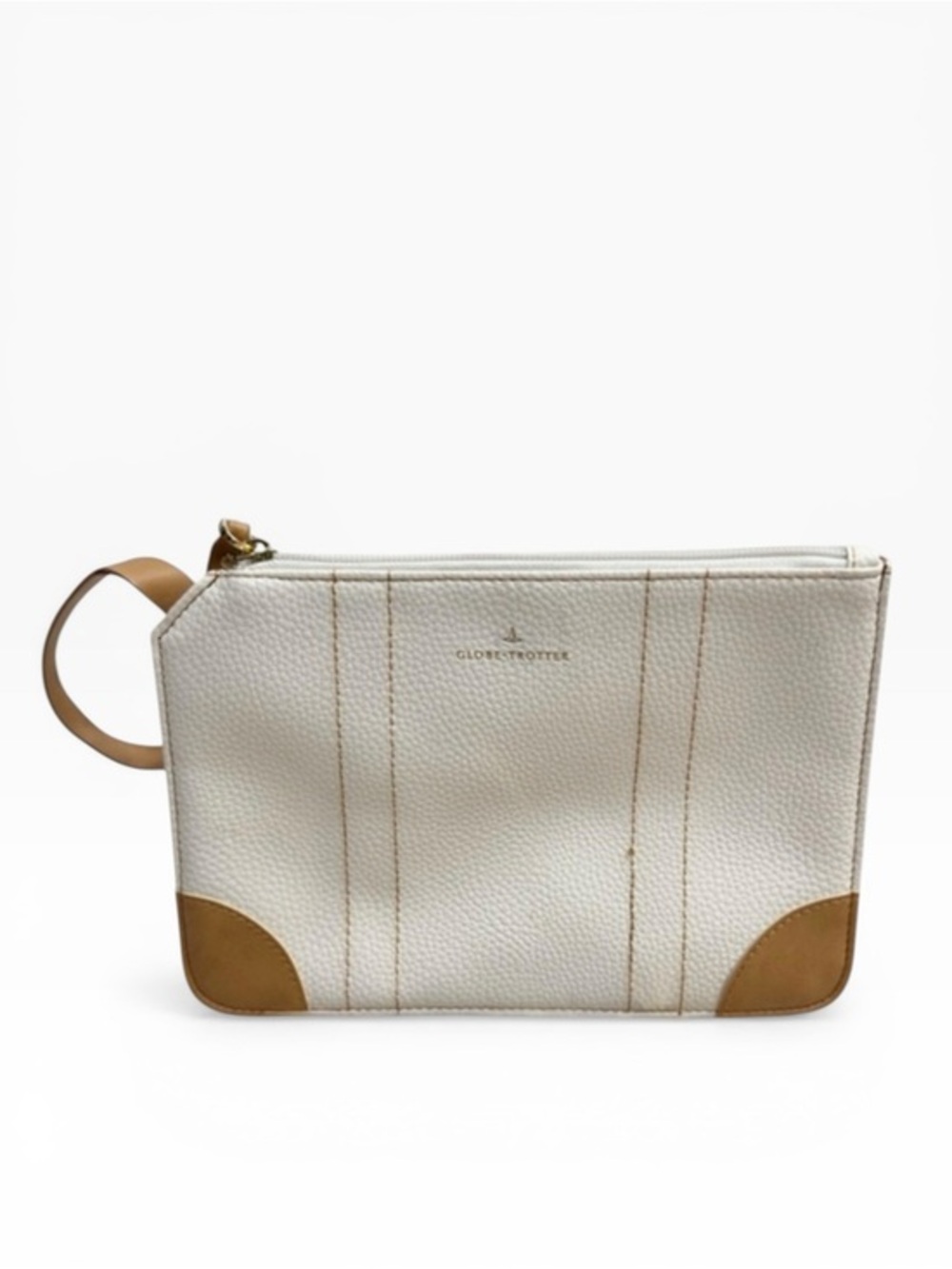 Globe-Trotter ANA Airlines Off White Wristlet Faux Leather Travel Pouch Bag